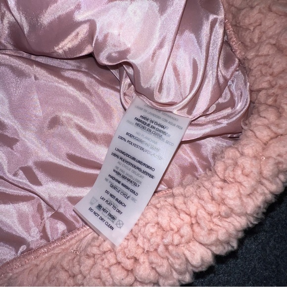 Sage Collective Blush Pink High Pile Pullover Fleece Zip Collar Kangaroo Pocket - Picture 7 of 14